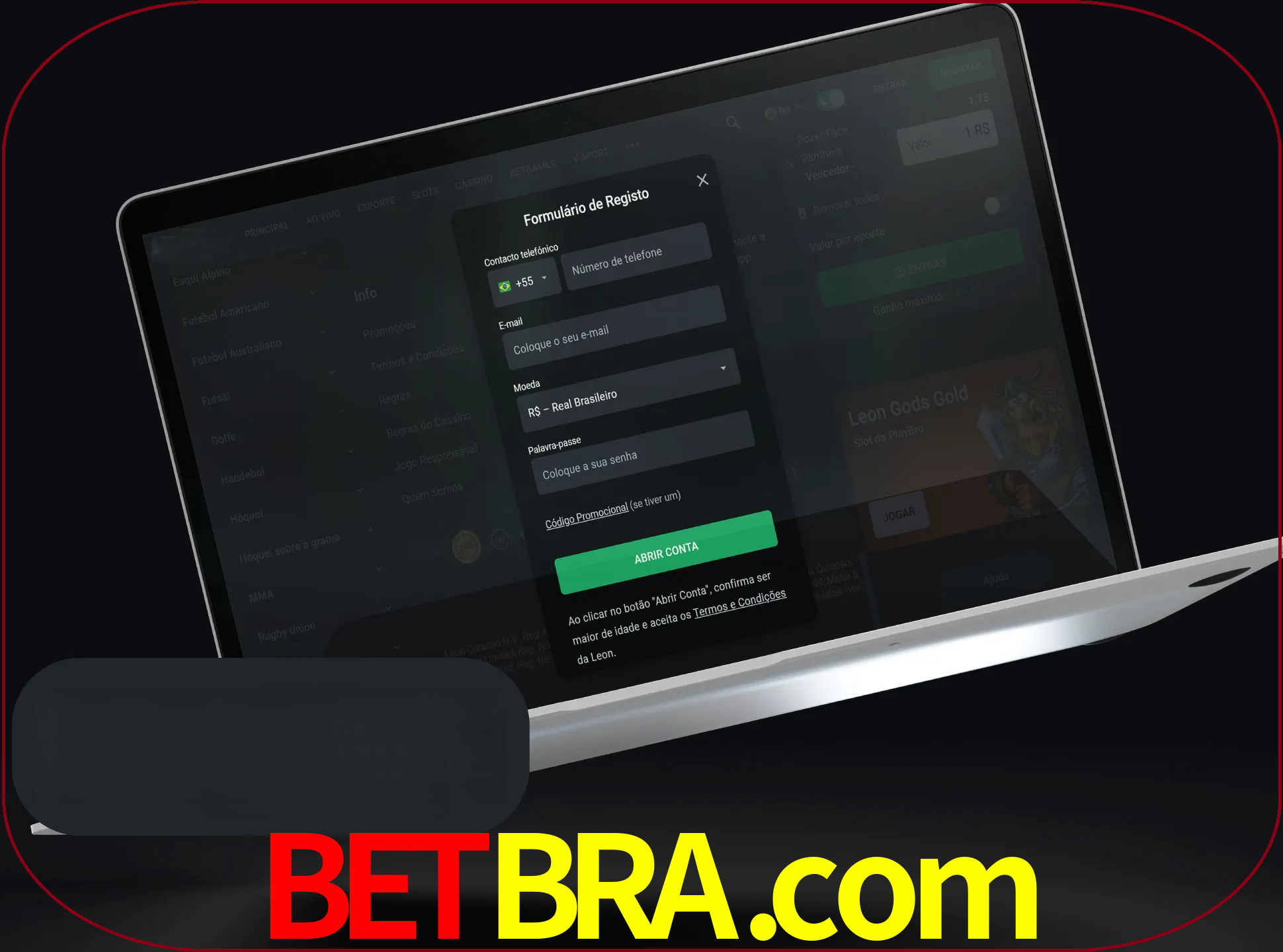 Abra o site da LeonBet e crie sua própria conta.