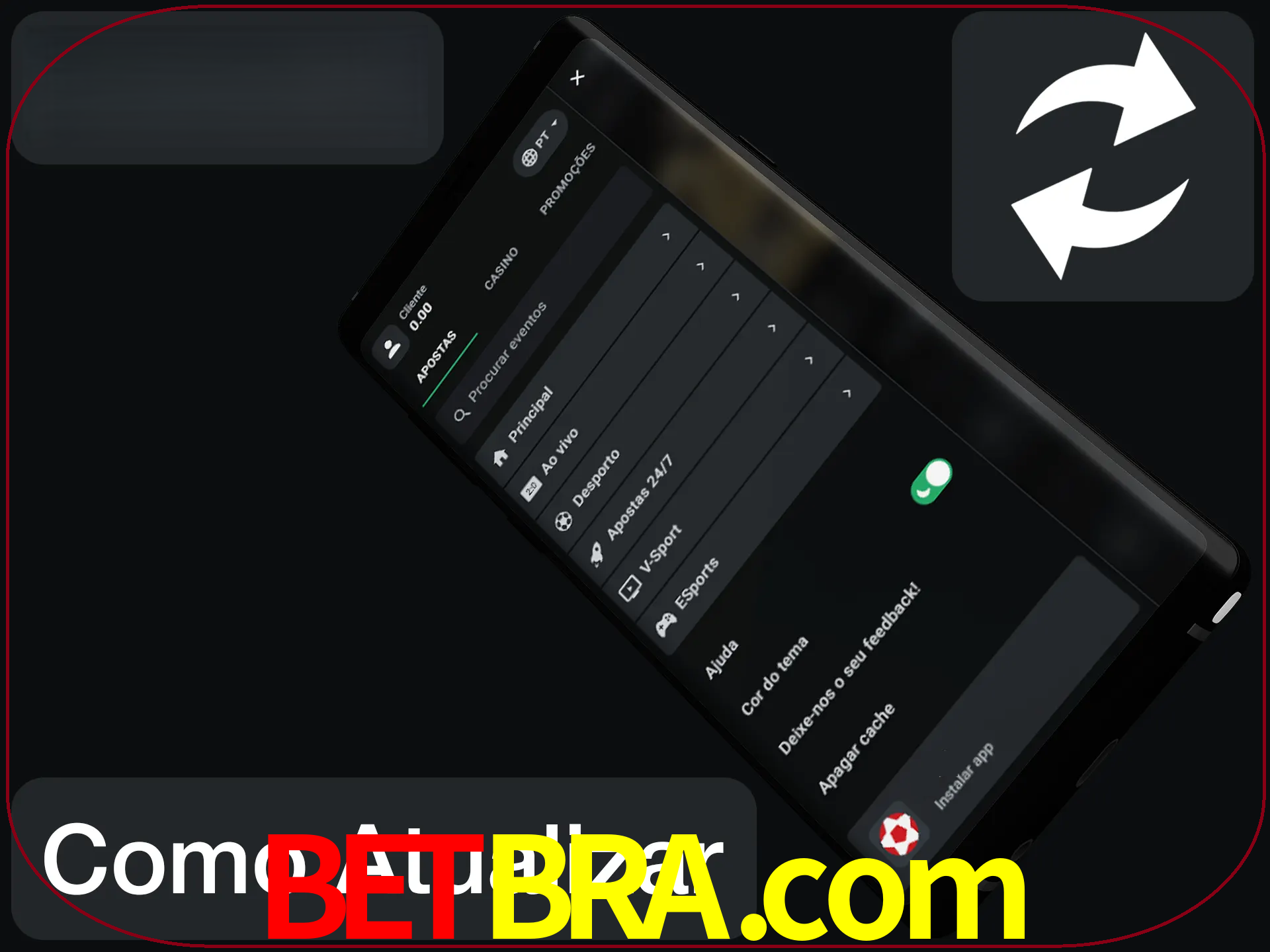 O aplicativo é atualizado automaticamente quando você faz o login.