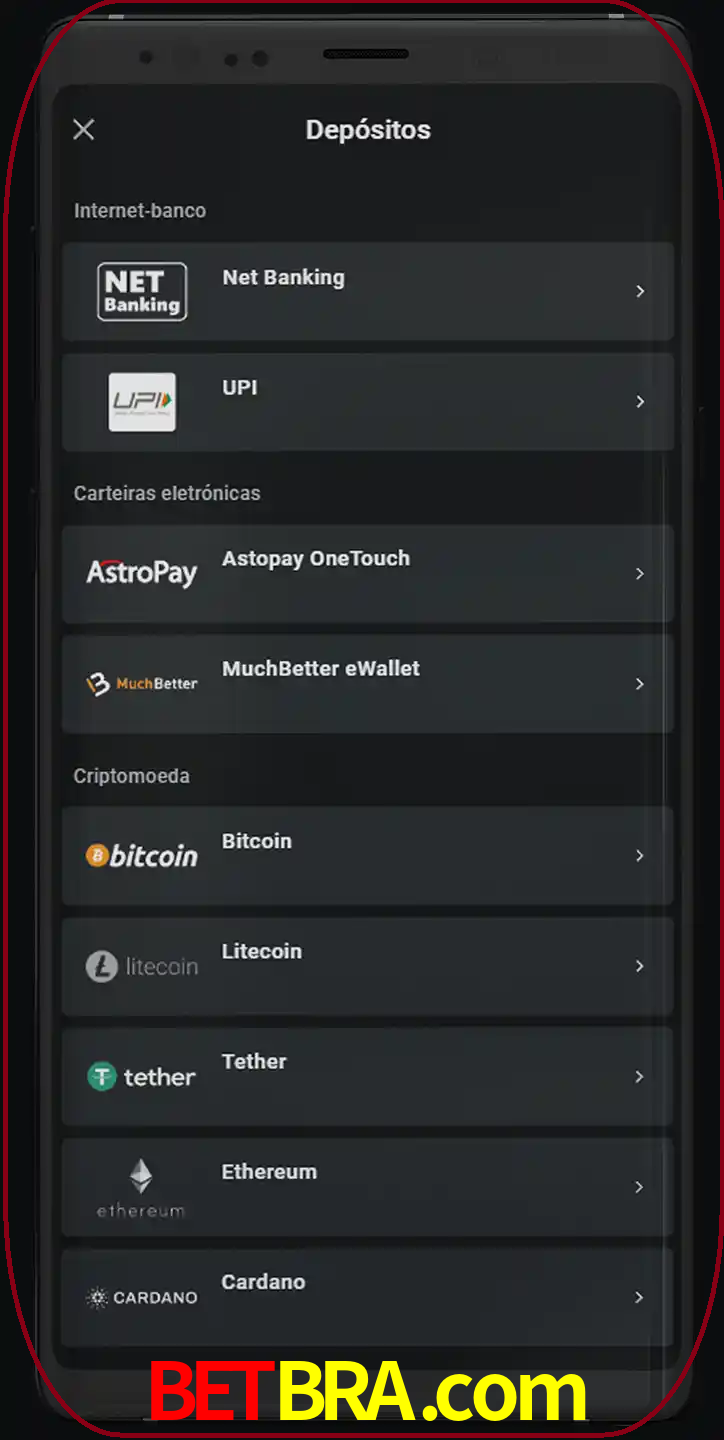 Você pode usar métodos alternativos de depósito.